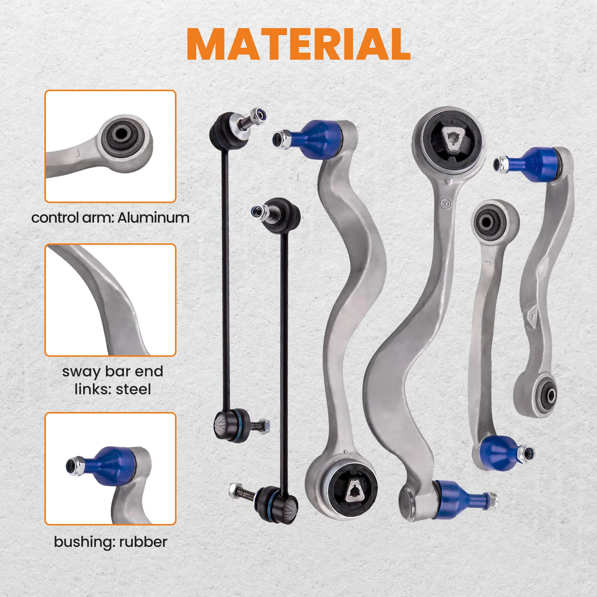 6x Front Lower Rearward Forward Control Arm For BMW 525i 528i 530i 545i 550i