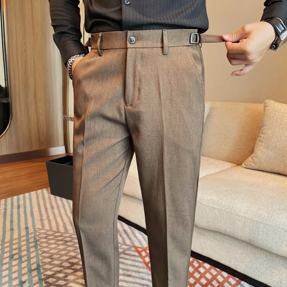 Men Suit Pants British Style Formal Dress Pants 2024 Autumn Winter New Business Casual Straight Slim Fit Trousers Men Clothing