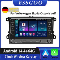 2 Din Car Radio Android14 Car Multimedia Player GPS WiFi Carplay For Volkswagen Skoda Octavia golf 5 6 touran passat polo Jetta