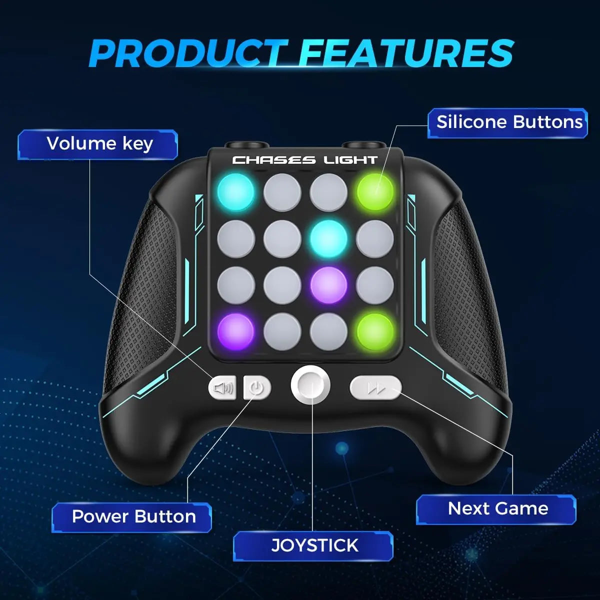 VATOS 2x Quick Push Fidget Game Handheld Electric Pop Game Toy 5 Gameplay Modes Portable Controller for Ages 6+ Kids Boys Girls