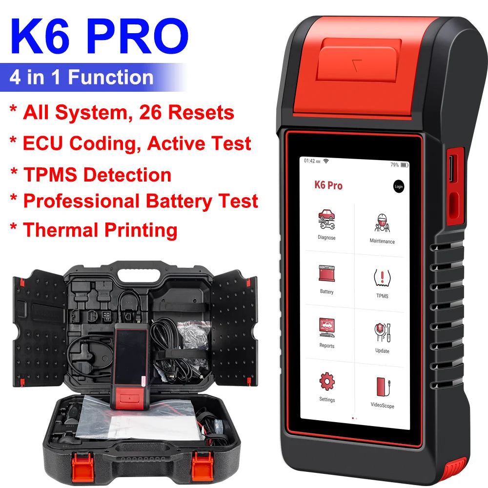KINGBOLEN K6 PRO All System Car diagnostic Tools 26 Reset TPMS Programming ECU Coding DOIP CAN FD Battery Test with printer