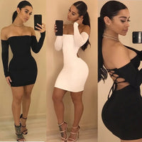 Strapless large women long sleeve backless night club dress women