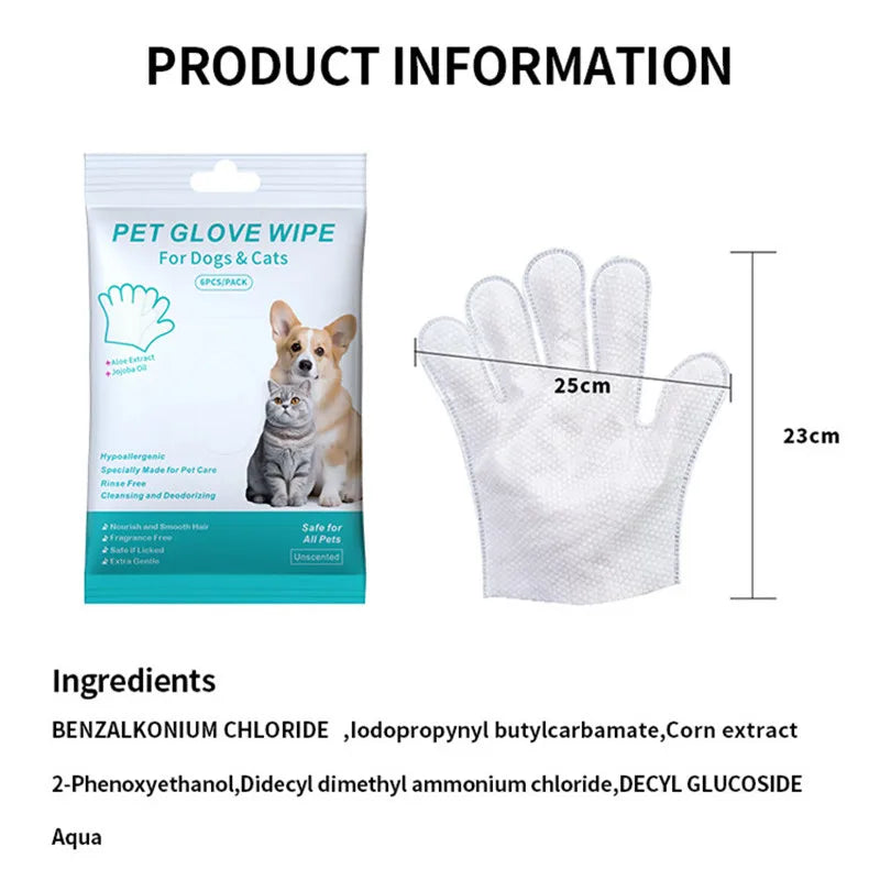 Pet cleaning supplies disposable gloves cat and dog bath cleaning   wet wipes gloves deodorizing Grooming Gloves for Daily Care
