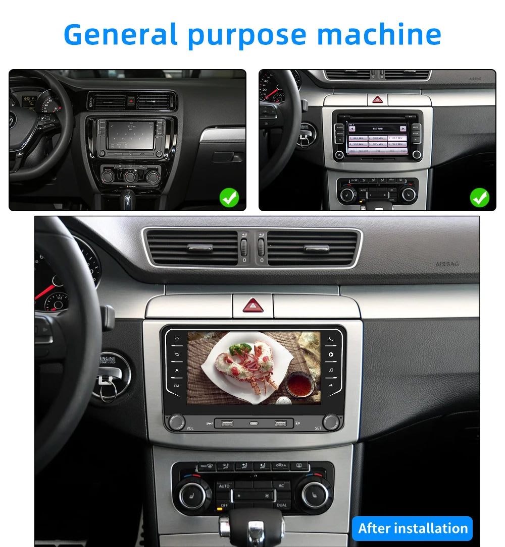 2 Din Car Radio Android14 Car Multimedia Player GPS WiFi Carplay For Volkswagen Skoda Octavia golf 5 6 touran passat polo Jetta