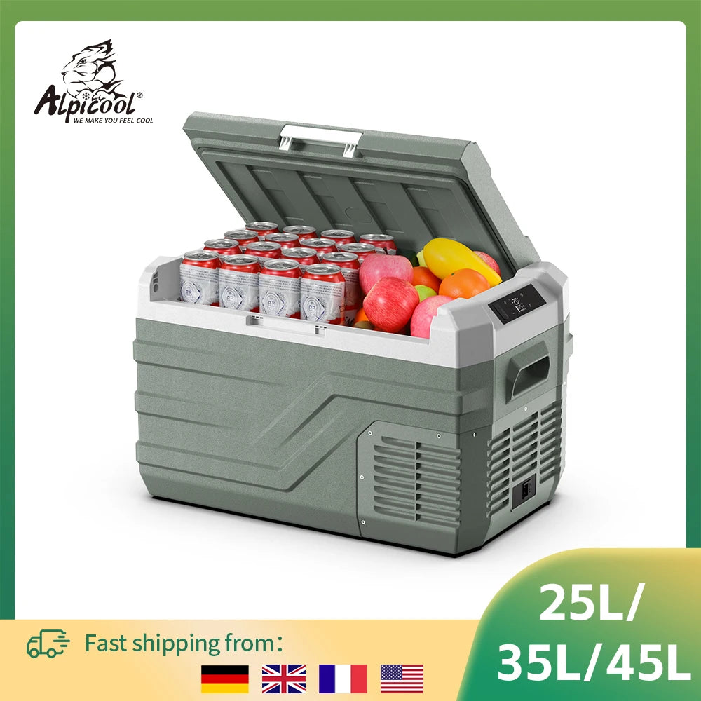 Alpicool NL 25L 35L 45L Portable Refrigerator 12V Compressor Fridge Freezer 12/24V DC 100-240V AC Mini Cooler for Camping BBQ
