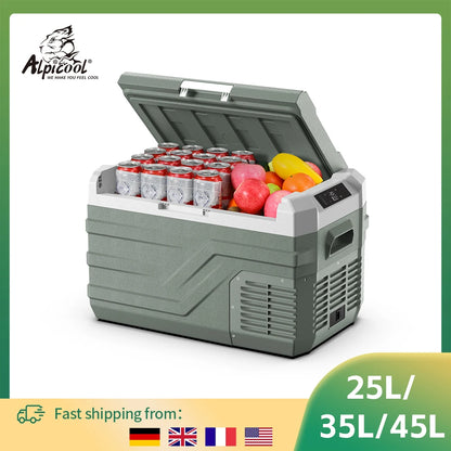 Alpicool NL 25L 35L 45L Portable Refrigerator 12V Compressor Fridge Freezer 12/24V DC 100-240V AC Mini Cooler for Camping BBQ
