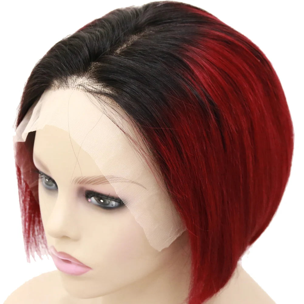 Free Shipping, Cheap Bob Peruvian Straight Human Lace Front Wigs for Black Women-5