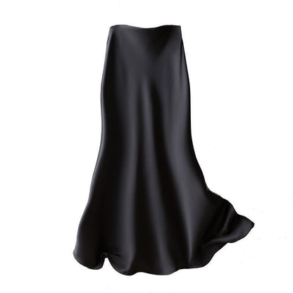 Printed Elastic Waist Slimming Large Hem Skirt