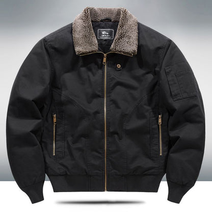 Mens Fleece-lined Loose-fit Plus-size Coat