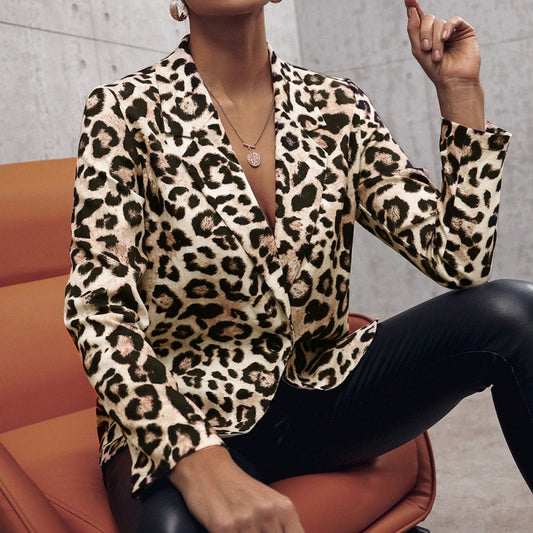 Leopard Print Single-breasted Casual Jacket