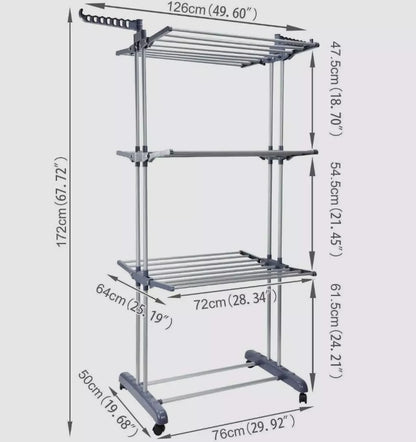 4 Tier Clothes Airer Dryer Rack Foldable Dry Rail Hanger Laundry Indoor Outdoor
