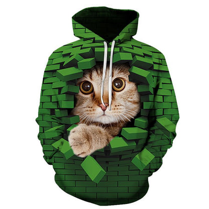 Couples Hoodie With 3D Digital Cat Print