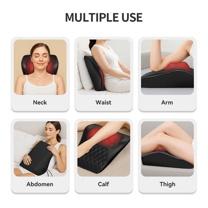 Shiatsu 3D Massage Pillow For Neck, Back & Shoulders Electric Massage Cushion With Heat Function, Ergonomic Design, Ideal For Home, Office & Car Use