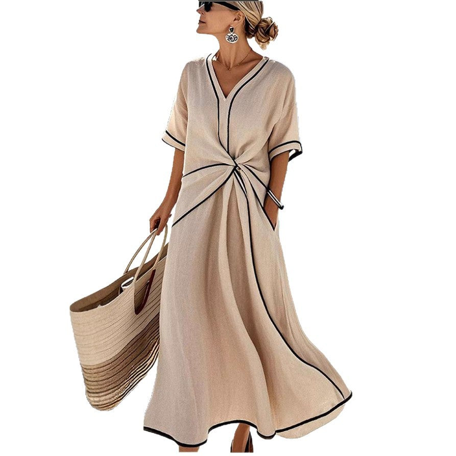 Women's Fashion Loose Striped Print Long Dress