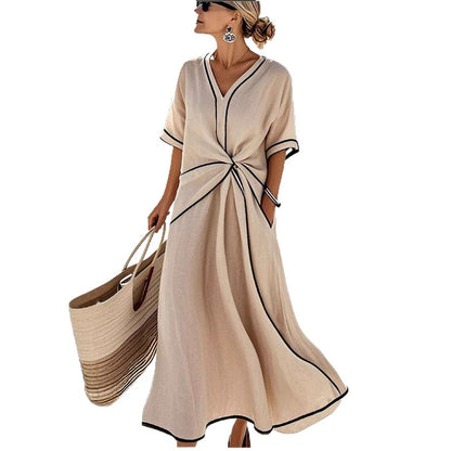 Women's Fashion Loose Striped Print Long Dress