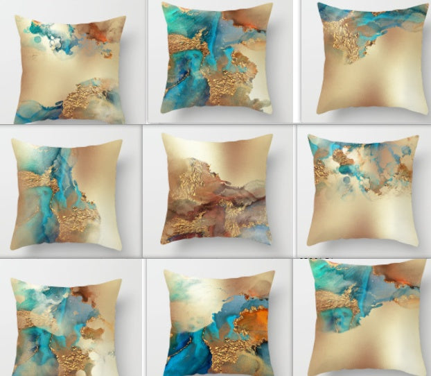 Nordic Watercolor Gold Foil Texture Printing Pillowcase
