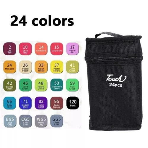 24Color Brush Pens Set Dual Tips Soft Fine Art Markers Drawing Watercolour Gifts