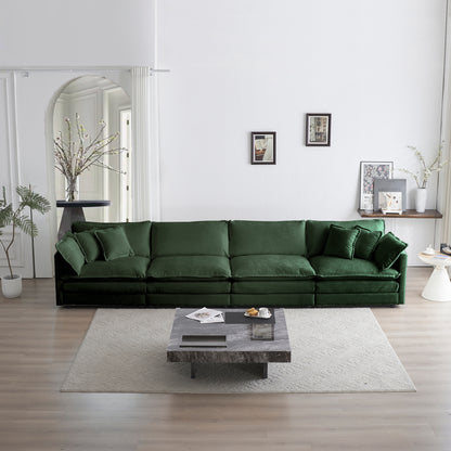 Free Combination Modular Sofa Free,4 Seater Sofa Comfy Chenille Fabric,Sectional Sofa Couch,Green Chenille