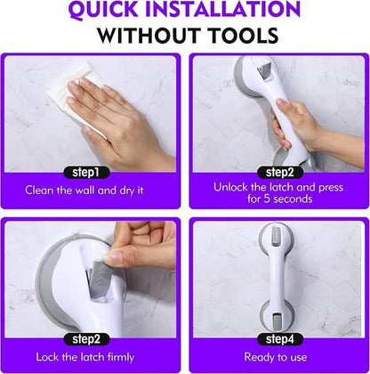 2 X SAFETY SUPPORT HAND RAIL HANDLE BAR GRIP GRAB SUCTION BATH BATHROOM SHOWER