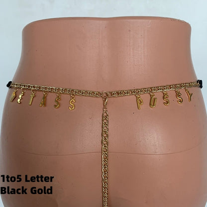 Exy Women Custom Thong With Letter Name Personality G-String Panties Underwear Waist Body Chain Lace Thongs Jewelry Gift