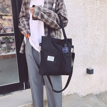 Harajuku Canvas Bags Students Handbag With Pockets Preppy Buckpack Shoulder Bag For Women Shoolbags