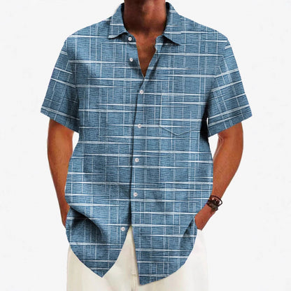 Personal Leisure Loose Men's Cardigan Button Short Sleeve Shirt