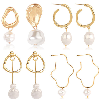 Ladies European And American Pearl Earrings Set Of 4
