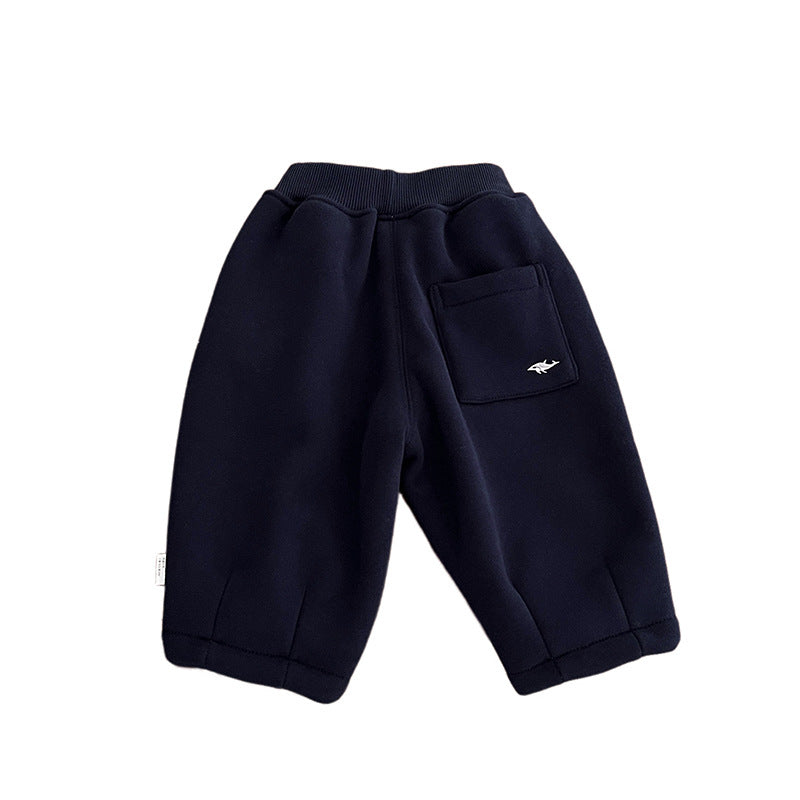 Fleece-lined Embroidered Thickened Casual Warm Pants