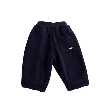 Fleece-lined Embroidered Thickened Casual Warm Pants