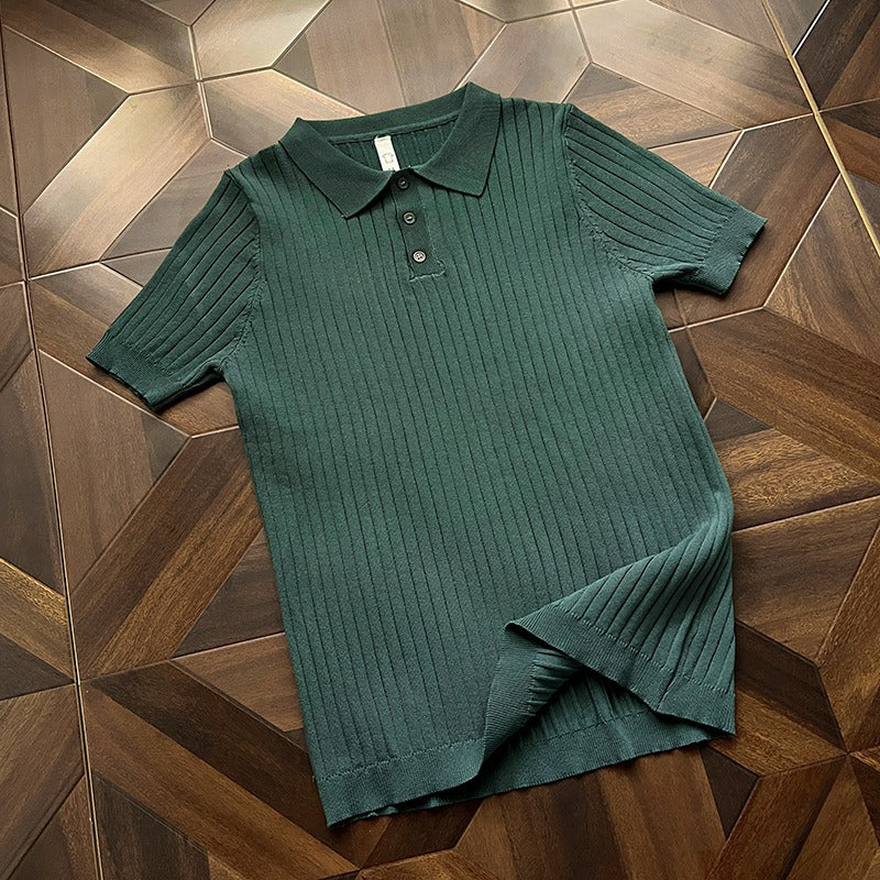 Men's Ice Silk Knitted Polo Shirt T-Shirt