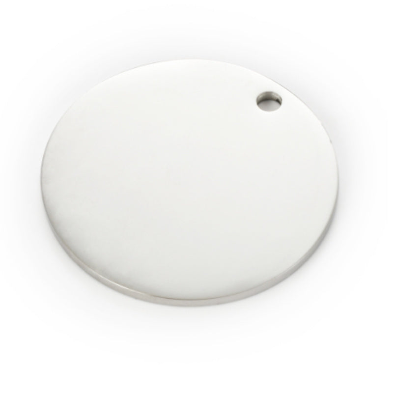 Stainless Steel Mirror Polished  Disc Round Dog Tag Charm Pendant For Bracelet Necklace DIY Jewelry Key Ring