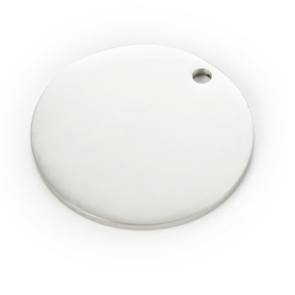 Stainless Steel Mirror Polished  Disc Round Dog Tag Charm Pendant For Bracelet Necklace DIY Jewelry Key Ring