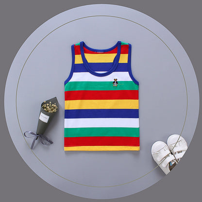 Breathable Cotton Striped Sleeveless Kids Vest