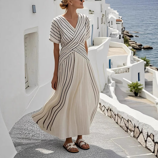 Women's Large Loose Striped Print Dress