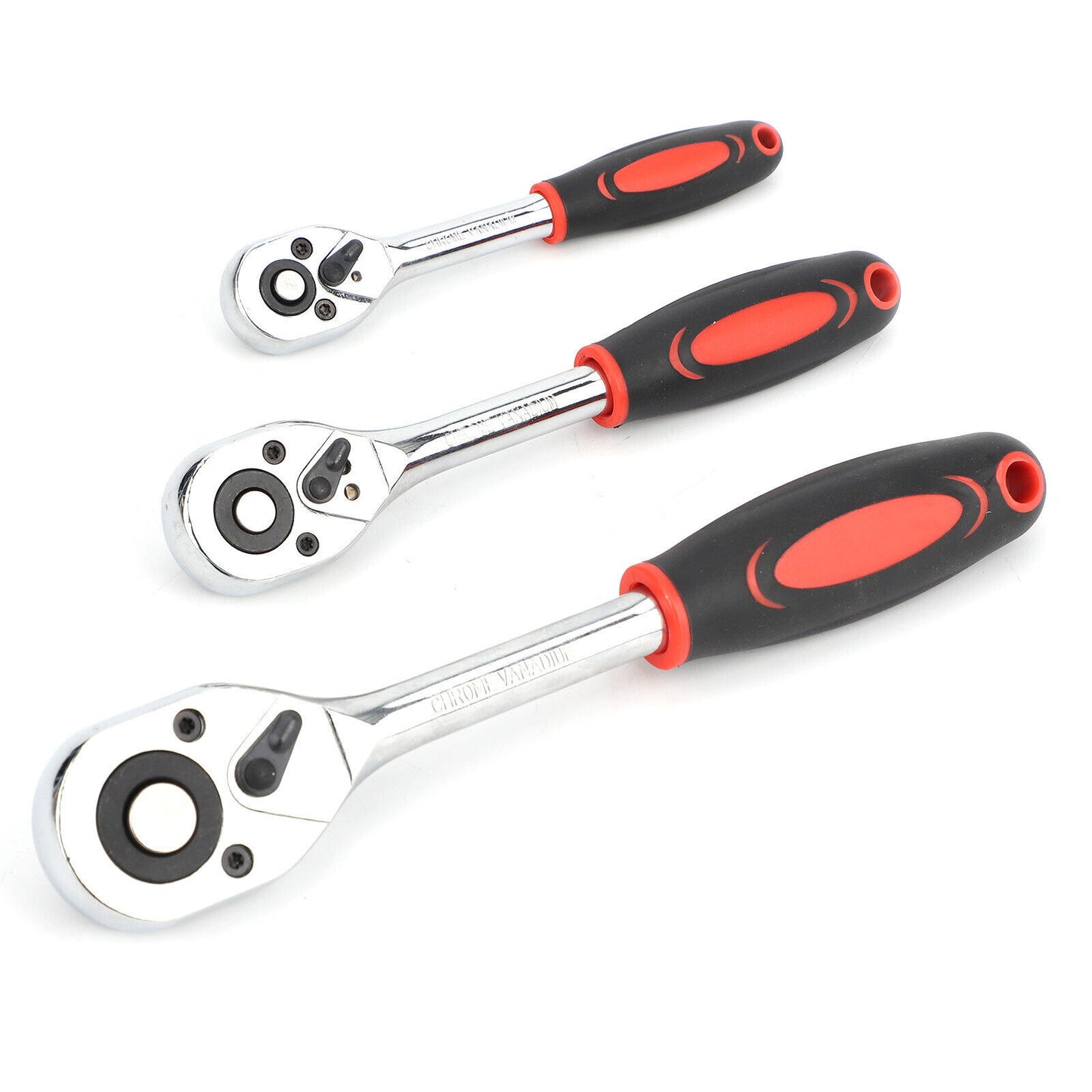 3 Piece 1 2  3  8  & 1  4  Ratchet Set Drive Heavy Duty Ratchet Socket UK