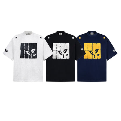 Summer Design Sense Machine Embroidery Short-sleeved T-shirt Men