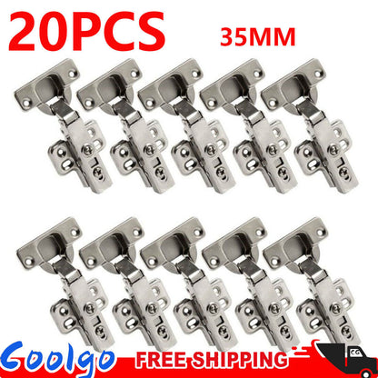 20PCS SOFT CLOSE 35mm KITCHEN CABINET CUPBOARD STANDARD DOOR HINGES NEW