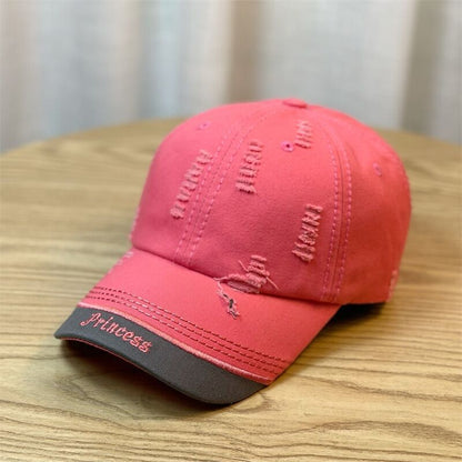 Double-stitching Shabby Embroidered Letter Baseball Cap