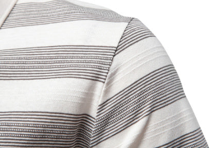 Striped Lapel Men's Polo Shirt Fashion