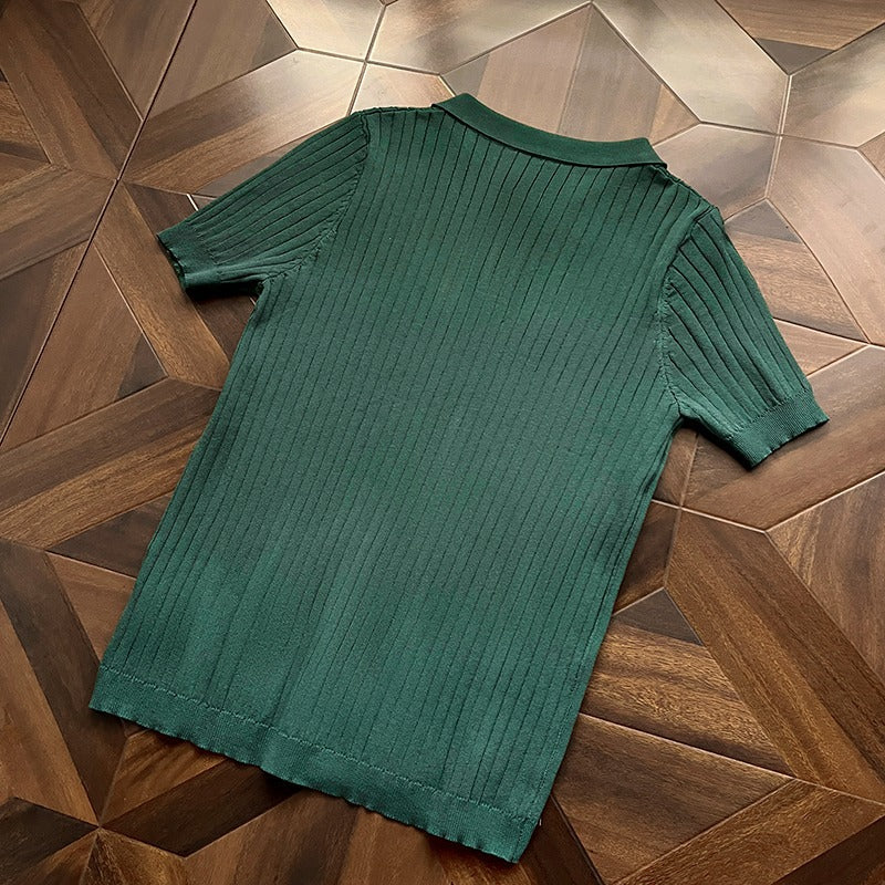Men's Ice Silk Knitted Polo Shirt T-Shirt