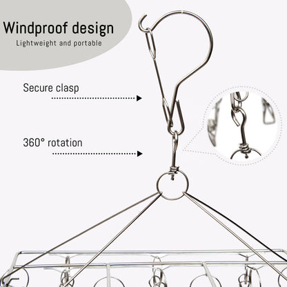 36 Thickened Clip Underwear Sock Hanger Laundry Airer Dryer Rack StainlessSteel