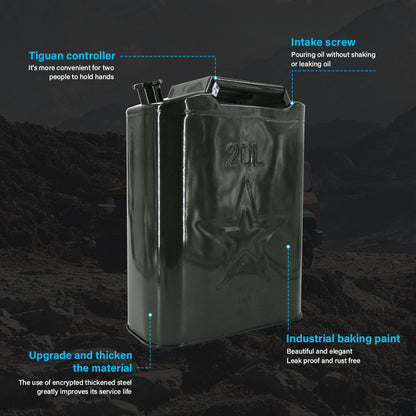 20L Metal Jerry Can Green Car Storage Fuel Petrol  Container & Flexi Spout