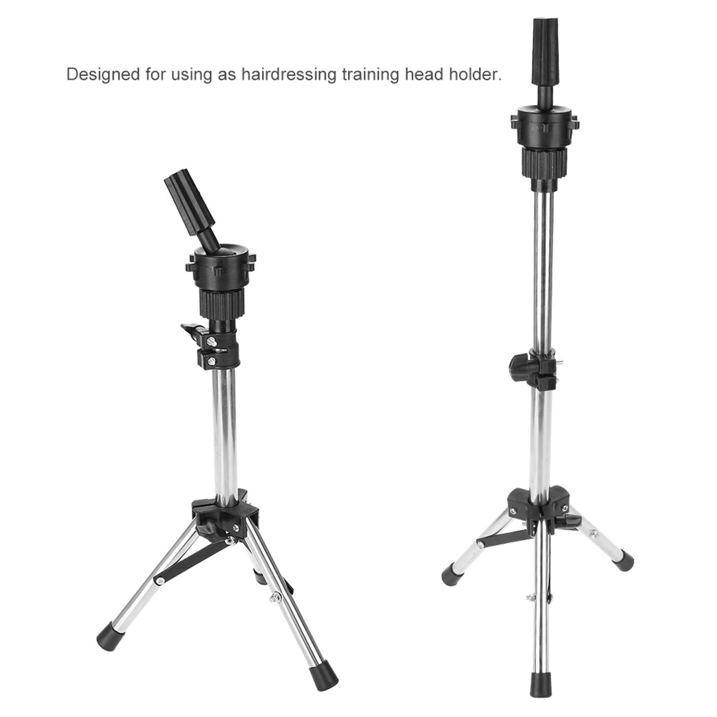 Hairdressing Training Head Holder Adjustable Salon Model Mannequin Head Tripod Stand Silver