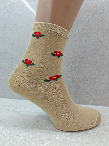 Women's Floral Cotton Socks 6 12 24 Pairs