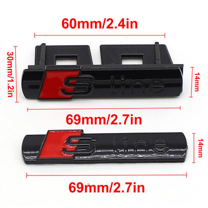 Gloss Black S Line Badge Emblem 1 Grill 3 Stickers For A3 A4 A5 A6 A8 TT Q7