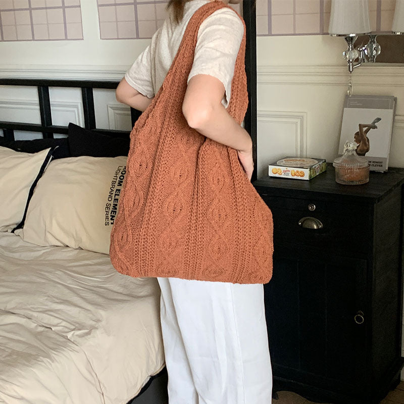 Retro Knitted Bag Handmade Wool Weaving