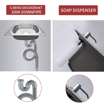 Stainless Steel Single Bowl Square Kitchen Laundry Washing Sink Plumbing Waste
