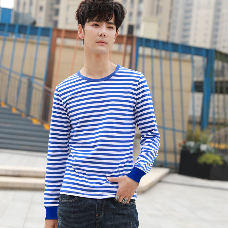 Men's Ribbed-sleeve Striped Sailor Shirt