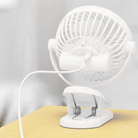 3 Speeds Mini Cooling Fan USB Rechargeable Clip On Desk Baby Stroller Portable