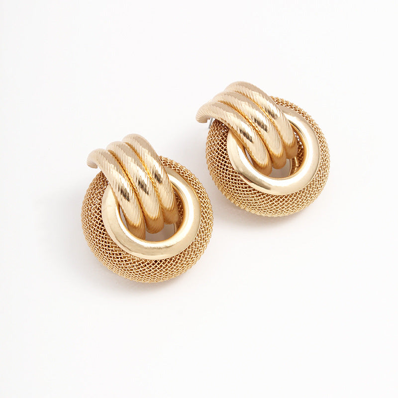 European And American Foreign Trade New Ins Wind Golden Volute Earrings Women